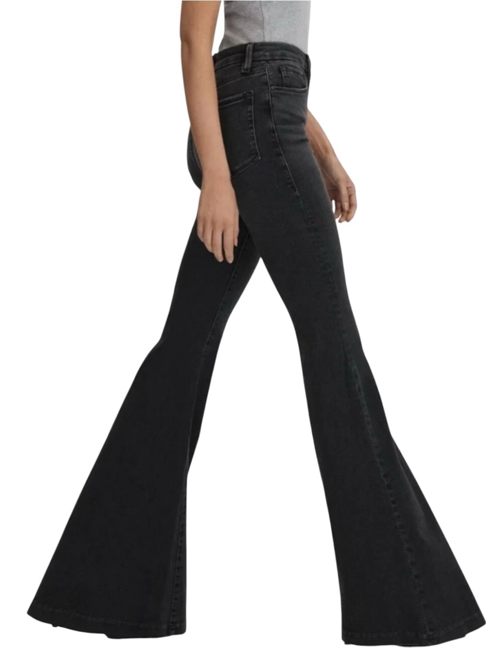 Good American Super Flared Black High-Rise Jeans Women's Size 28 With Stretch